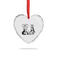 Funny George Washington and Jesus Satire Heart Crystal Glass Ornament Political Commentary Founding Fathers and Faith
