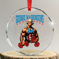 Funny George Washington Gym Crystal Glass Ornament Muscular Flex Workout 4th of July - Wonder Print Shop