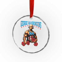 Funny George Washington Gym Crystal Glass Ornament Muscular Flex Workout 4th of July TS10