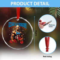 Funny George Washington Gym Crystal Glass Ornament Muscular Flex Workout 4th of July TS10