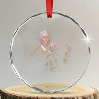Funny George Washington Middle Fingers Rebel Portrait Crystal Glass Ornament Edgy Classic Oil Painting Parody Patriotic Humor Graphic