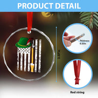 Funny German Beer Crystal Glass Ornament Oktoberfest Vintage American Flag Alpine hat - Wonder Print Shop