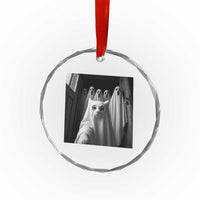 Funny Ghost Cat Halloween Meme Crystal Glass Ornament - Wonder Print Shop