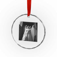 Funny Ghost Cat Halloween Meme Crystal Glass Ornament TS14