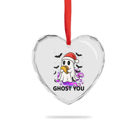 Funny Ghost Halloween Christmas Heart Crystal Glass Ornament Ghost You - Wonder Print Shop