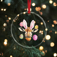Funny Giraffe Bunny Crystal Glass Ornament Happy Easter Day Sunday - Wonder Print Shop