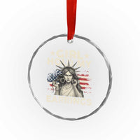 Funny Girl Hold My Earrings Crystal Glass Ornament Statue of Liberty American Flag - Wonder Print Shop