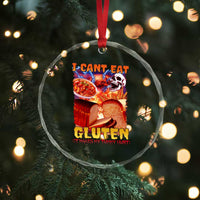 Funny Gluten Intolerance Crystal Glass Ornament I Can't Eat Gluten It Makes My Tummy Hurt Skeleton Meme TS02