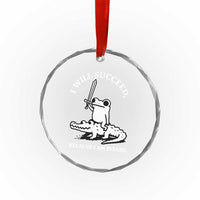 Funny Goblincore Sword Frog Riding Alligator Meme Crystal Glass Ornament I Will Succeed Because I Am Insane Chaotic Motivation