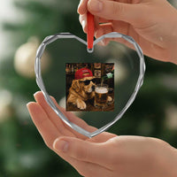 Funny Golden Retriever Drinking Beer Heart Crystal Glass Ornament Silly Dog Meme Graphic Sarcastic Gift