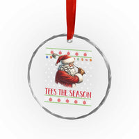 Funny Golf Holiday Gift Crystal Glass Ornament Tees The Season Ugly Sweater - Wonder Print Shop