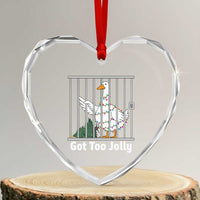 Funny Goose Christmas Heart Crystal Glass Ornament Got Too Jolly - Wonder Print Shop