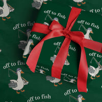 Funny Goose Fishing Wrapping Paper Roll Off to Fish Cute Waterfowl Angler Gift for Fishing Lovers