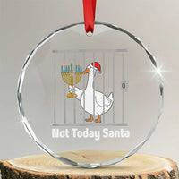 Funny Goose Hanukkah Chanukah Crystal Glass Ornament Not Today Santa - Wonder Print Shop