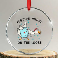 Funny Goose Nurse Christmas Crystal Glass Ornament Festive Nurses On The Loose TS14