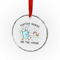 Funny Goose Nurse Christmas Crystal Glass Ornament Festive Nurses On The Loose TS14