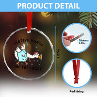 Funny Goose Nurse Christmas Crystal Glass Ornament Festive Nurses On The Loose - Wonder Print Shop