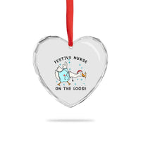 Funny Goose Nurse Christmas Heart Crystal Glass Ornament Festive Nurses On The Loose - Wonder Print Shop