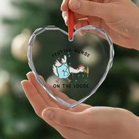 Funny Goose Nurse Christmas Heart Crystal Glass Ornament Festive Nurses On The Loose - Wonder Print Shop