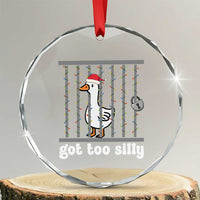 Funny Got Too Silly Christmas Crystal Glass Ornament Santa Goose Pun Humor Animal Lovers - Wonder Print Shop