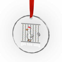 Funny Got Too Silly Christmas Crystal Glass Ornament Santa Goose Pun Humor Animal Lovers - Wonder Print Shop