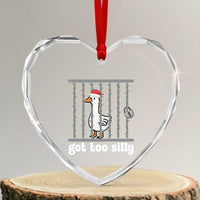 Funny Got Too Silly Christmas Heart Crystal Glass Ornament Santa Goose Pun Humor Animal Lovers - Wonder Print Shop