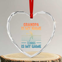 Funny Grandpa Tennis Quote Heart Crystal Glass Ornament Tennis Is My Game - Wonder Print Shop