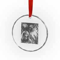 Funny Graphic Bigfoot Selfie with UFOs Weird Crystal Glass Ornament TS10