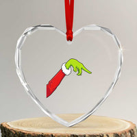 Funny Green Hand Basketball Pointing Meme Heart Crystal Glass Ornament Christmas Holiday Gift