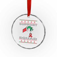 Funny Green Hand Red Ribbon HIV Awareness Crystal Glass Ornament Support Squad Ugly Sweater Gift TS12
