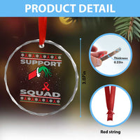 Funny Green Hand Red Ribbon HIV Awareness Crystal Glass Ornament Support Squad Ugly Sweater Gift TS12
