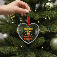 Funny Grilling Bonus Dad Heart Crystal Glass Ornament BBQ Stepdad Grill Masters Sarcastic
