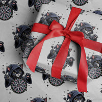 Funny Grim Reaper Cat Dart Player Wrapping Paper Roll Gothic Dartist Gift - Wonder Print Shop