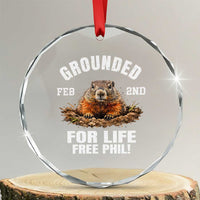 Funny Groundhog Crystal Glass Ornament Grounded For Life Ground Hog Day - Wonder Print Shop