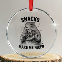 Funny Groundhog Eating Pizza Crystal Glass Ornament Snacks Make Me Nicer
