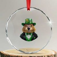 Funny Groundhog Leprechaun Crystal Glass Ornament Woodchuck Happy St Patrick's Day TS02