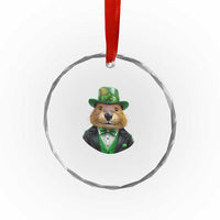 Funny Groundhog Leprechaun Crystal Glass Ornament Woodchuck Happy St Patrick's Day TS02