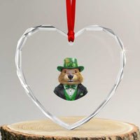 Funny Groundhog Leprechaun Heart Crystal Glass Ornament Woodchuck Happy St Patrick's Day - Wonder Print Shop