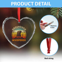 Funny Groundhog Whisperer Heart Crystal Glass Ornament Retro Vintage Woodchuck Lover - Wonder Print Shop
