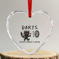 Funny Grumpy Cat Dart Player Heart Crystal Glass Ornament Because Murder Is Wrong Pub Game Gift - Wonder Print Shop