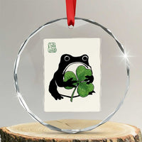 Funny Grumpy Frog Japanese St Patricks Day Crystal Glass Ornament