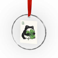 Funny Grumpy Frog Japanese St Patricks Day Crystal Glass Ornament