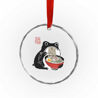 Funny Grumpy Frog Ramen Crystal Glass Ornament Sumi-e Kawaii Ink Painting Japanese - Wonder Print Shop