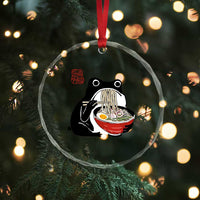 Funny Grumpy Frog Ramen Crystal Glass Ornament Sumi-e Kawaii Ink Painting Japanese - Wonder Print Shop