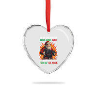 Funny Gun Christmas Heart Crystal Glass Ornament Up On The Rooftop Click Click Off Went The Safety For Ol St Nick - Wonder Print Shop
