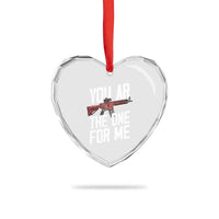 Funny Gun Lover Valentine Pun Heart Crystal Glass Ornament You AR the One for Me Tactical Romance