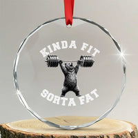 Funny Gym Crystal Glass Ornament Kinda Fit Sorta Fat Bear Weightlifting Workout