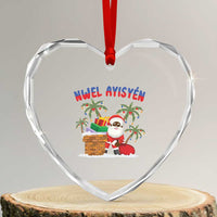 Funny Haitian Xmas Heart Crystal Glass Ornament Nwel Ayisen Creole Santa Palm Tree - Wonder Print Shop
