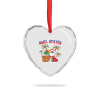 Funny Haitian Xmas Heart Crystal Glass Ornament Nwel Ayisen Creole Santa Palm Tree - Wonder Print Shop