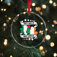 Funny Half Gaelic Half Garlic Crystal Glass Ornament Irish Italian St. Patrick's Day - Wonder Print Shop